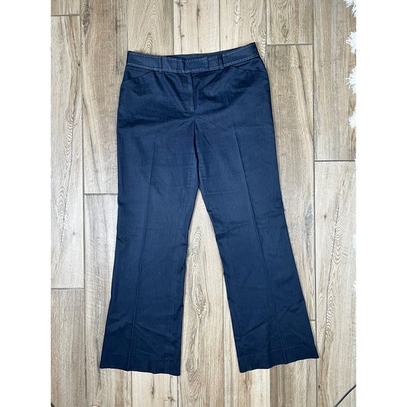 Tahari Pants Womens 12 Blue Boot Cut Mid Rise Flat Front Dress Career Slacks - Picture 3 of 16